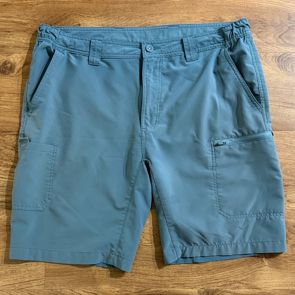GILLZ Men Large Teal Blue Fishing 5 Pocket Zip Fly Casual Shorts - Picture 2 of 16